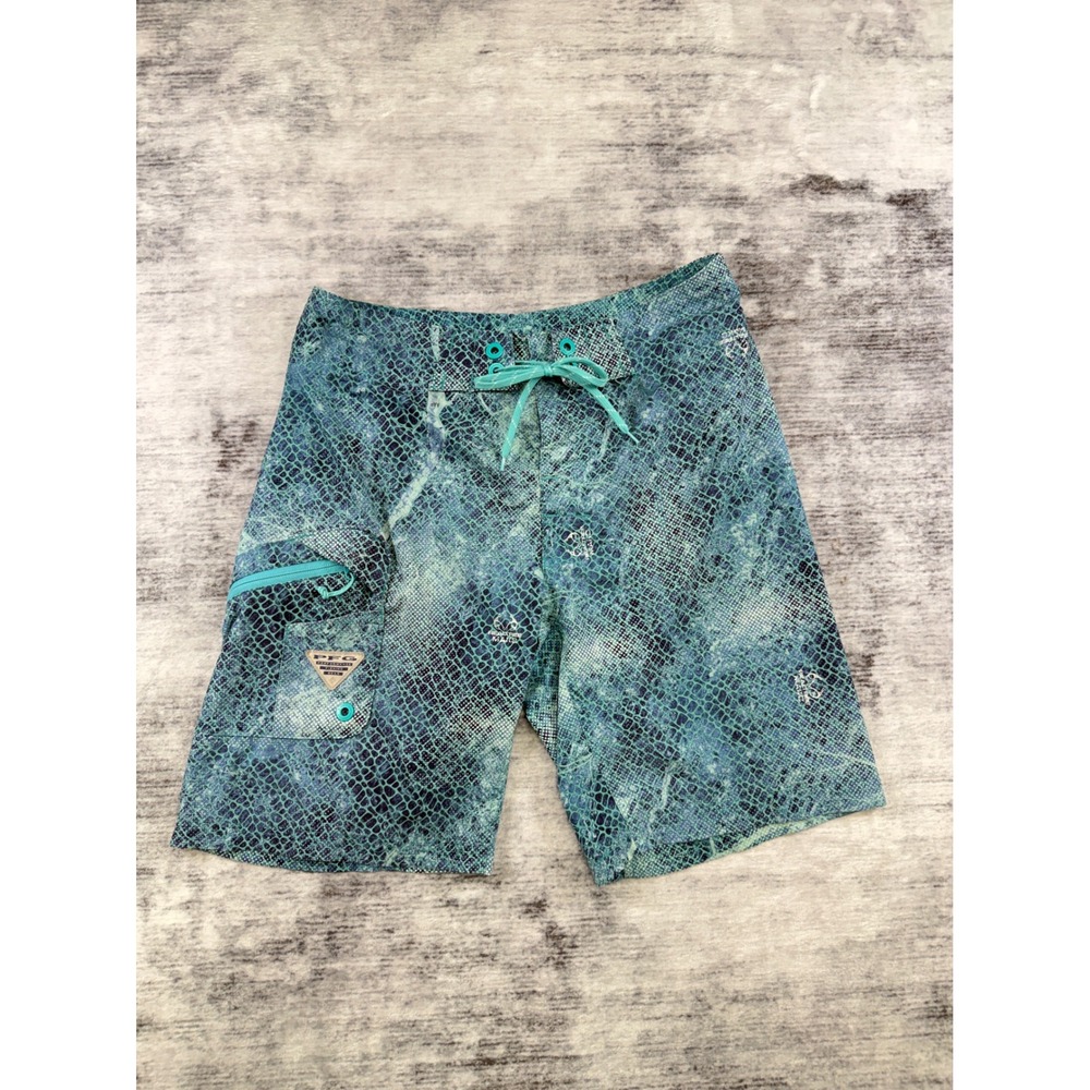 Columbia PFG Mens Blue Snakeskin Camo Board Shorts Size 30 FM1103 RealTree Mako
